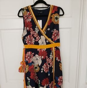 Faux wrap midi dress